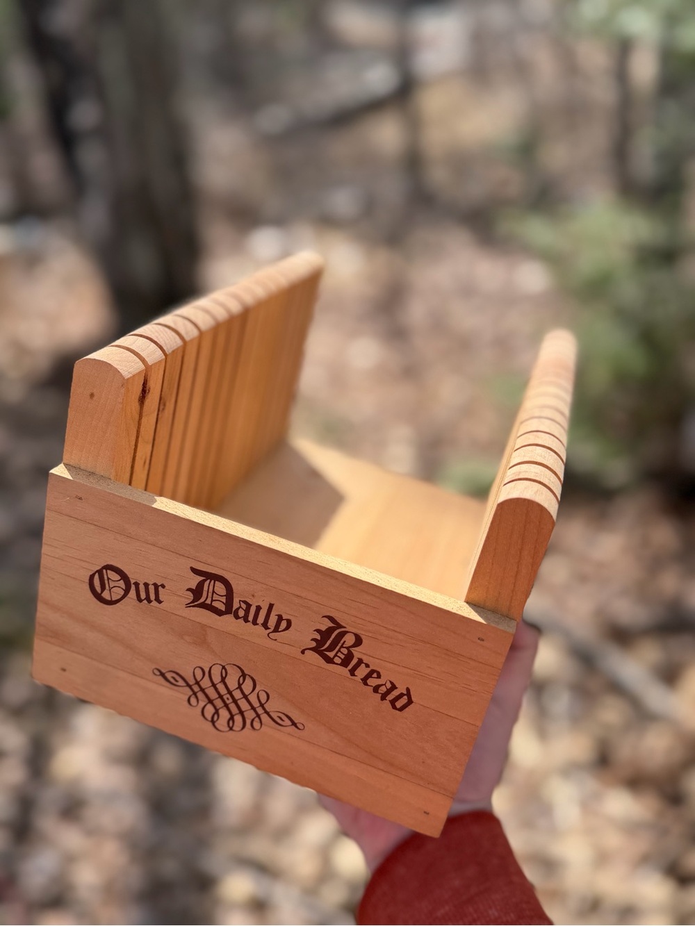Wooden 'Our Daily Bread' Bread Box Holder